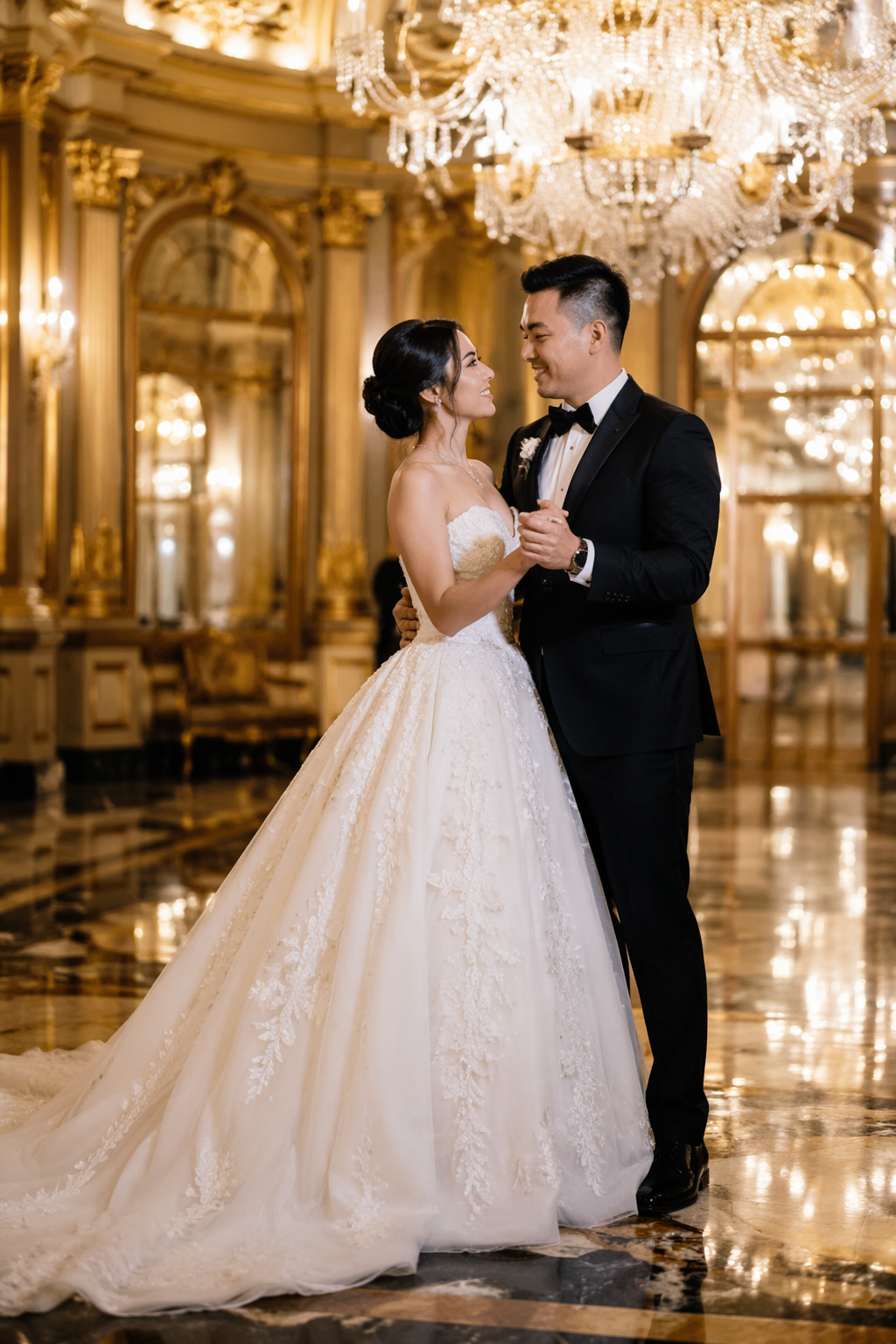 Grand ballroom pre-wedding photo style sample